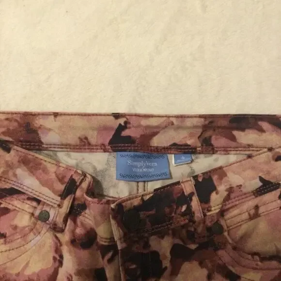 Simply Vera Vera Wang Pants Purple Floral Skinny Size 4 - Picture 3 of 11